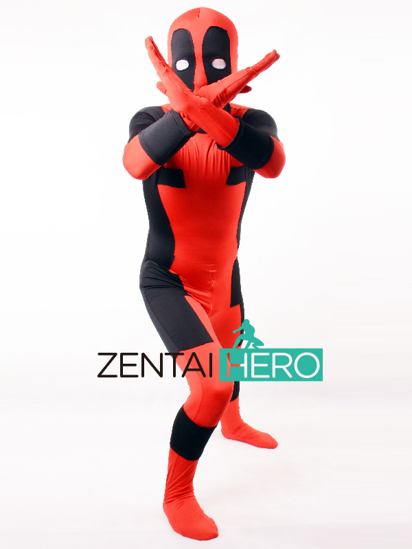 New Red & Black Deadpool Lycra Superhero Costume