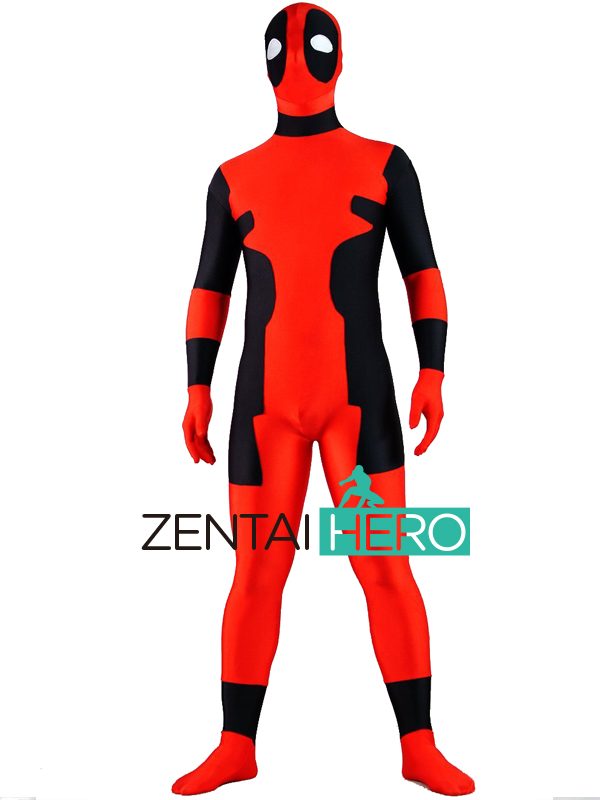 Classic Red And Black Men\'s Dealpool Lycra Halloween Costume