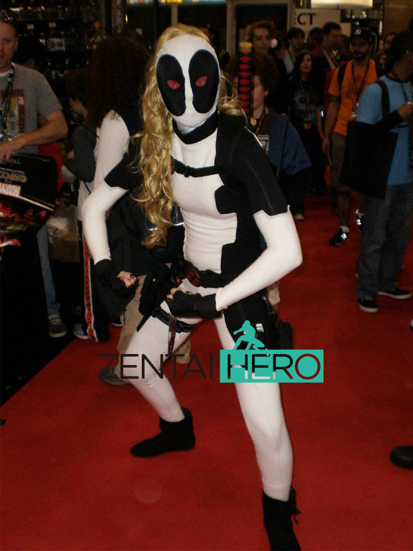 Black And Flesh Color Lycra Deadpool Costume