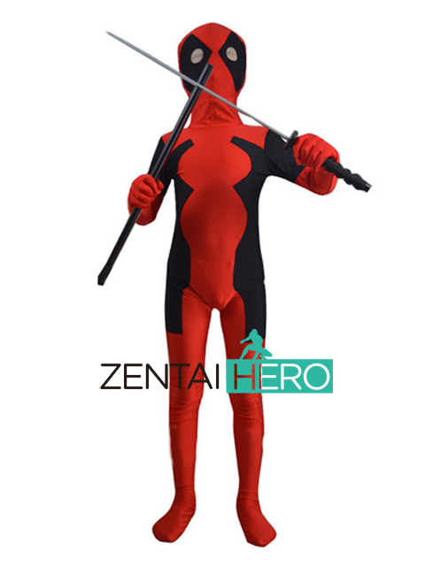 Children Deadpool Costume Fullbody Red & Black Kids Deadpool