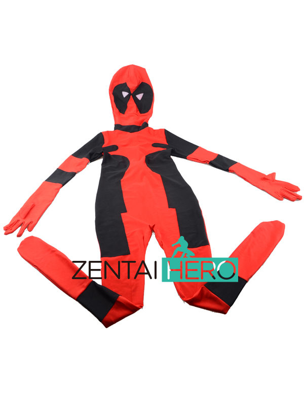 Fullbody Deadpool Costume Red Black Kids Deadpool Costume