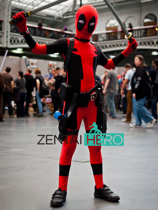 New Red And Black Fullbody Kids Deadpool Costume