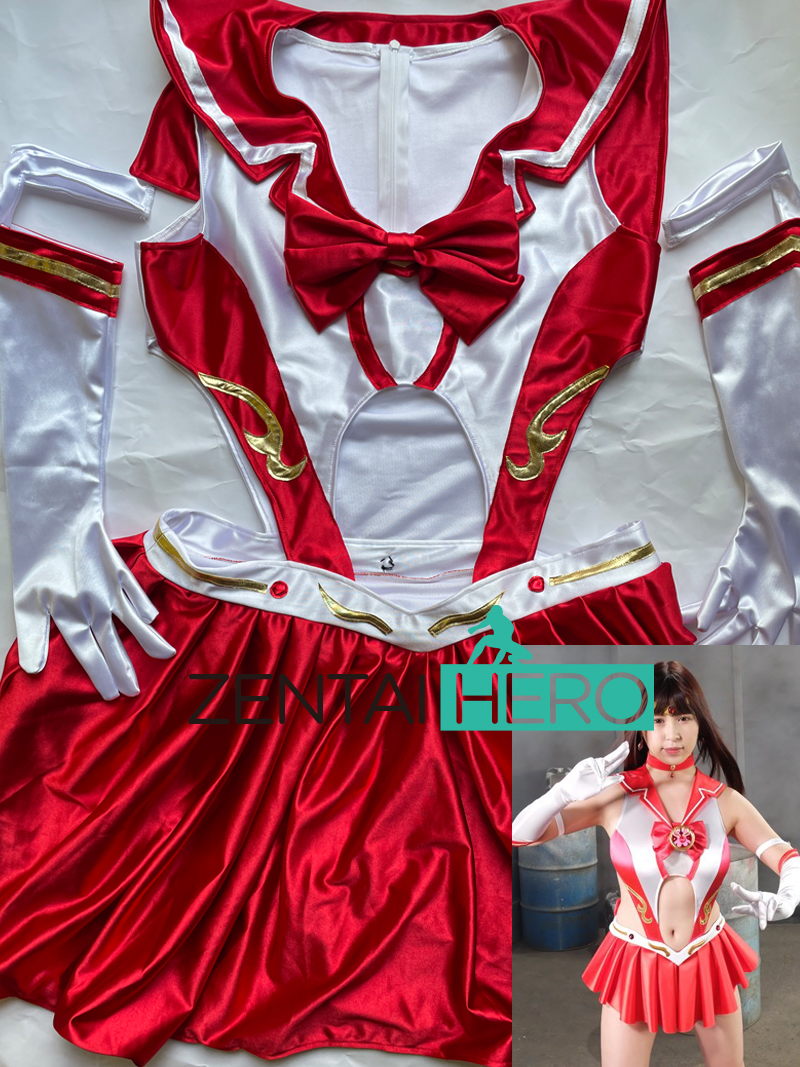 Sexy Heroine Sailor Moon Red White Shiny Satin Cosplay Costume