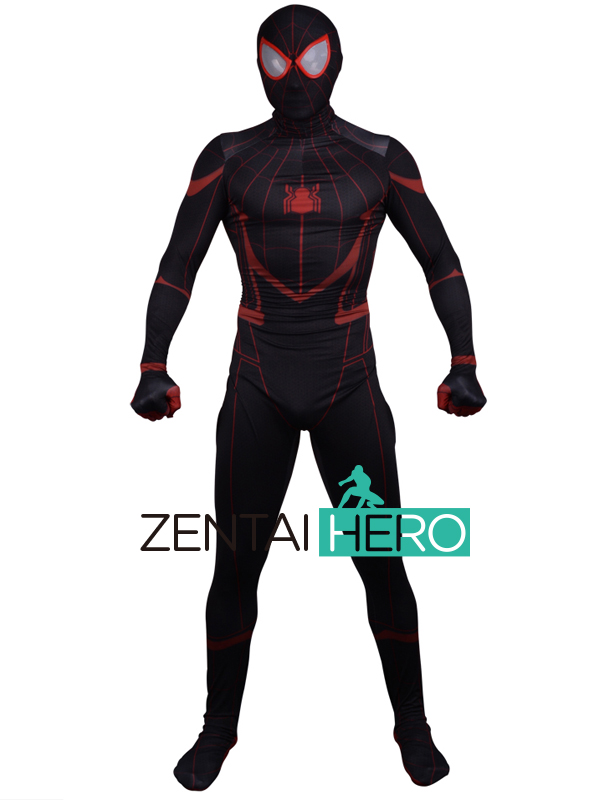 3D Red Black Miles Morales Civil War Spiderman Costume