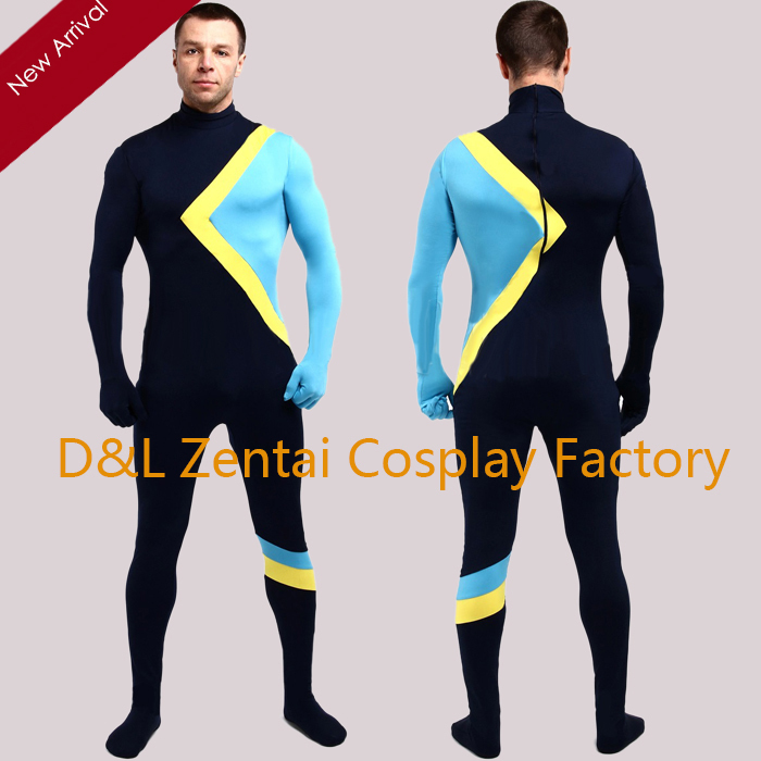 Cool Blue Black Lycra American Super Hero Costumes