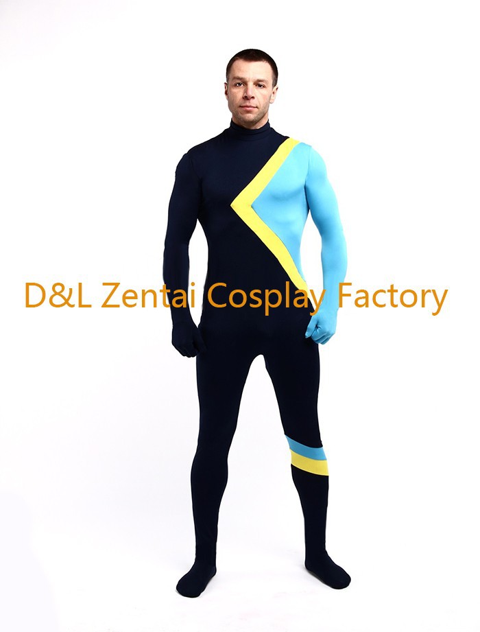 Cool Blue Black Lycra American Super Hero Costumes