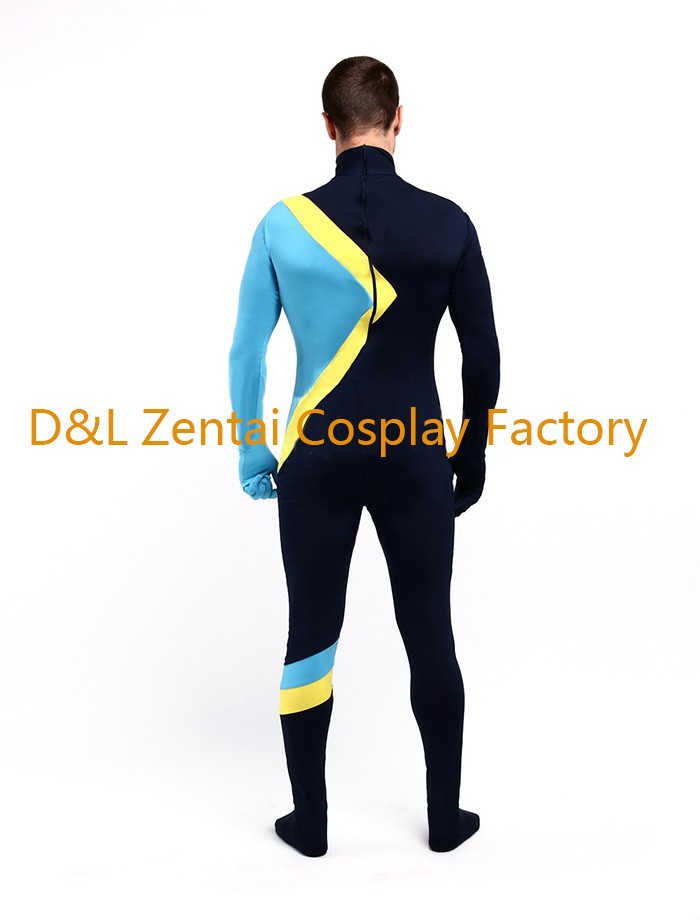 Cool Blue Black Lycra American Super Hero Costumes