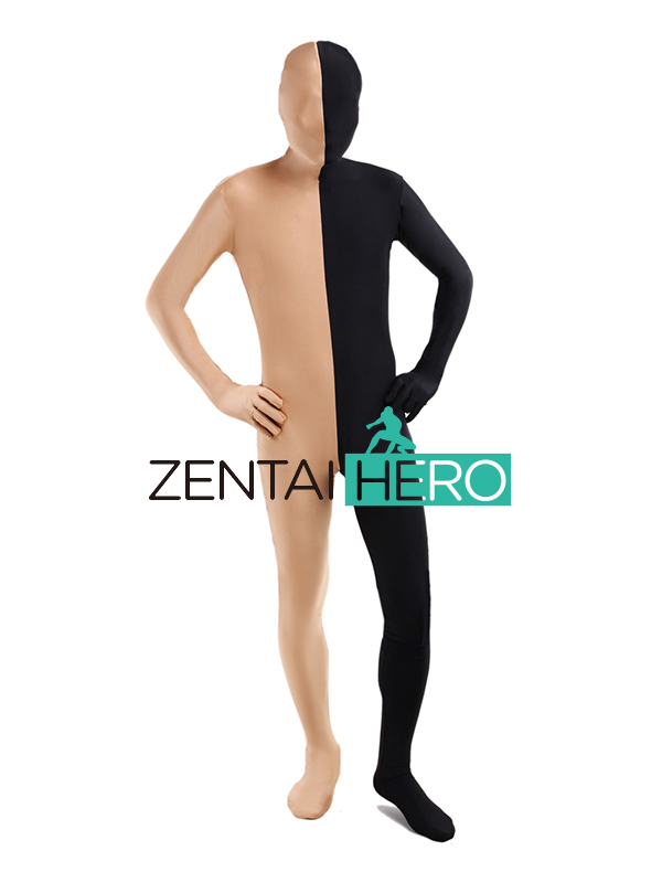 Flesh & Black Full Body Spandex Zentai Suit