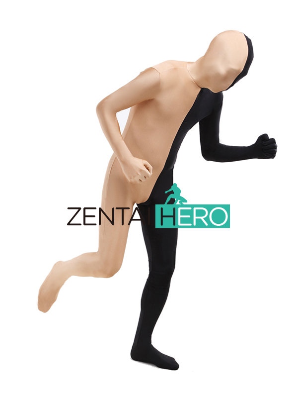 Flesh & Black Full Body Spandex Zentai Suit