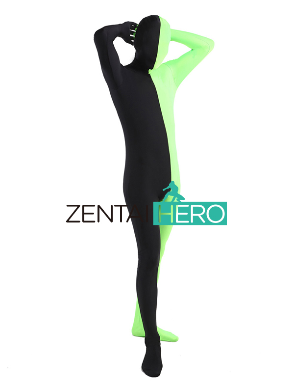 Green & Black Lycra Spandex Full Body Zentai Suit