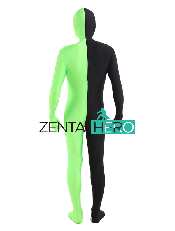 Green & Black Lycra Spandex Full Body Zentai Suit