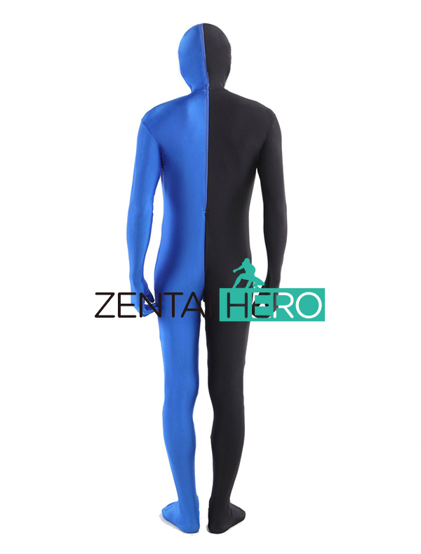 Half Blue & Black Lycra Spandex Halloween Cosplay Costume