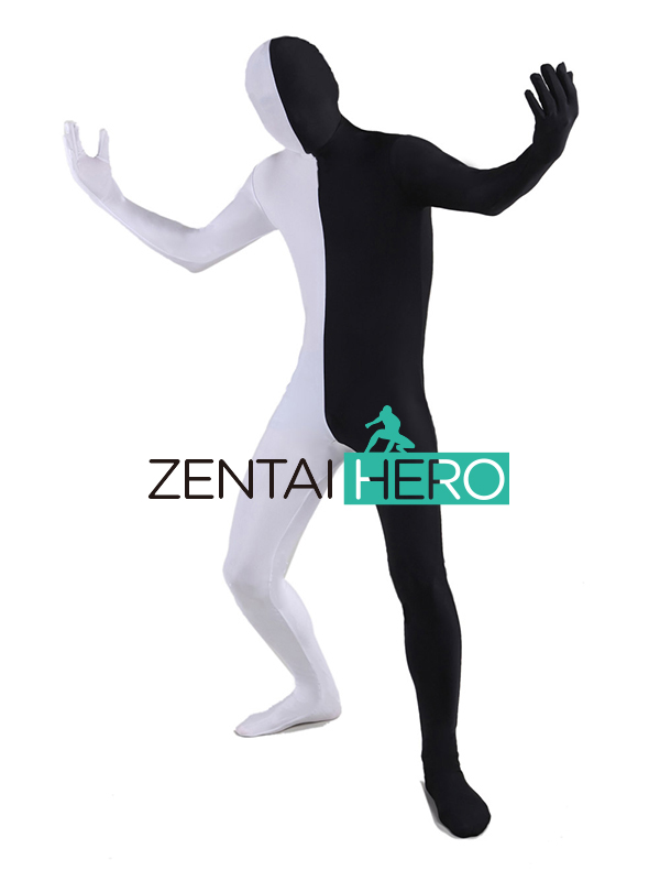 White & Black Full Body Lycra Cosplay Costume