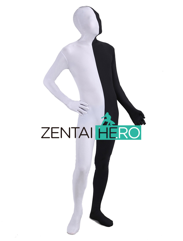 White & Black Full Body Lycra Cosplay Costume