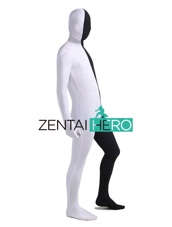 White & Black Full Body Lycra Cosplay Costume