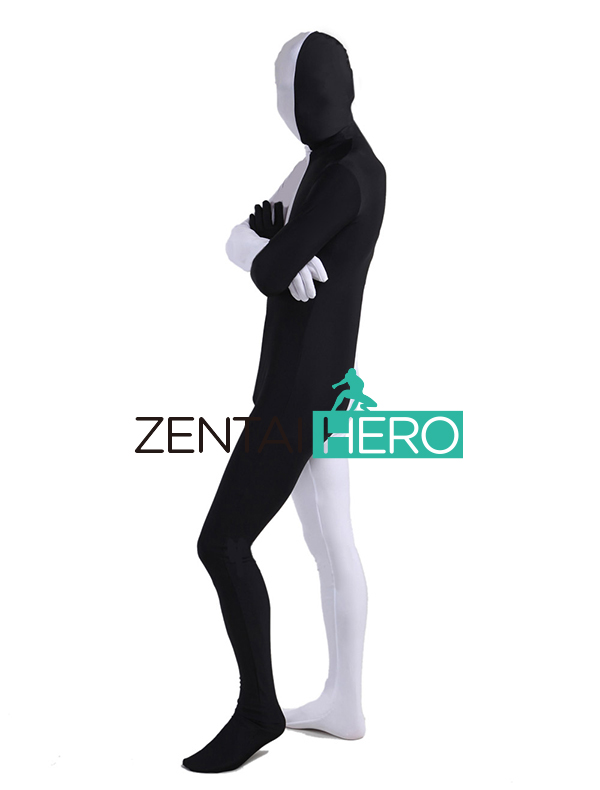 White & Black Full Body Lycra Cosplay Costume