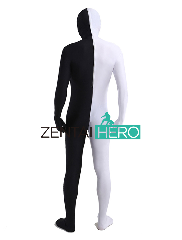 White & Black Full Body Lycra Cosplay Costume