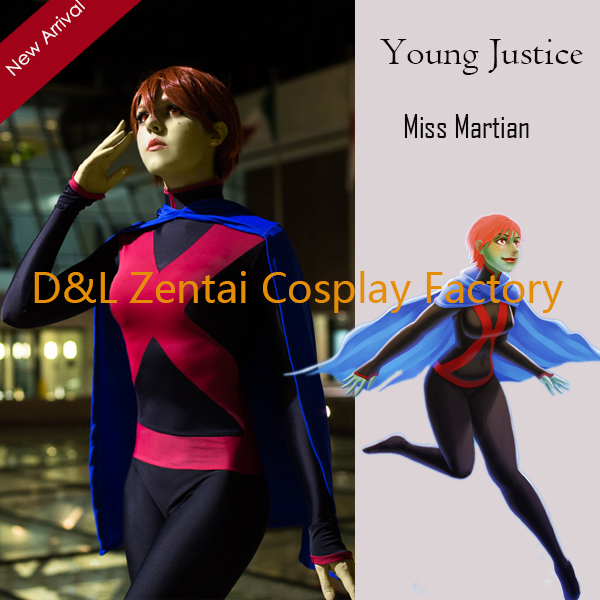 Black & Red Young Justice Miss Martian Superhero Costumes