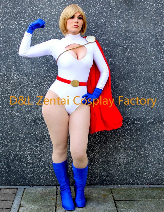 White Spandex Power Girl Superhero Halloween Costumes