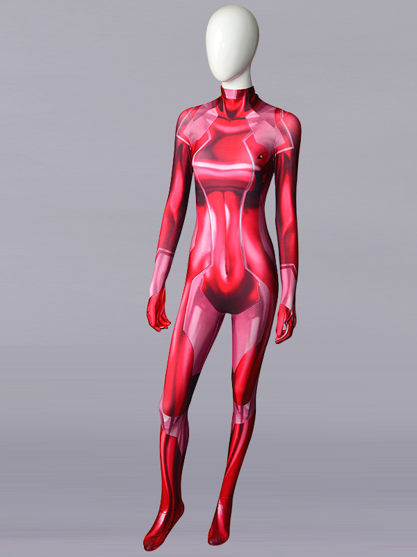 3D Printed Girl Samus Zero Costume Red Color Cosplay Bodysuit