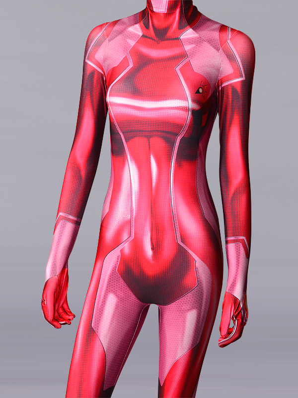 3D Printed Girl Samus Zero Costume Red Color Cosplay Bodysuit