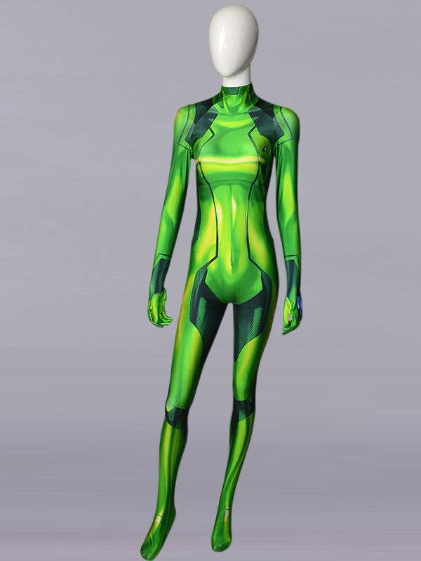 Samus Aran Zero Costume Green 3D Printed Girl Cosplay Suit