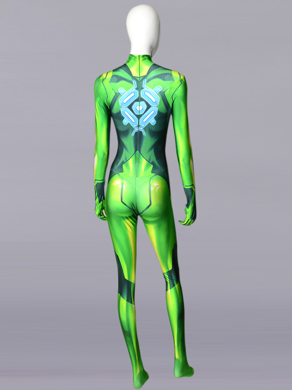 3D Printed Girl Samus Zero Costume Green Color Cosplay Bodysuit