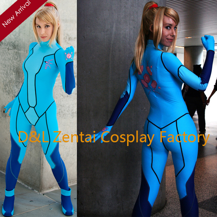 Blue Samus Zero Suit Spandex Superhero Costumes