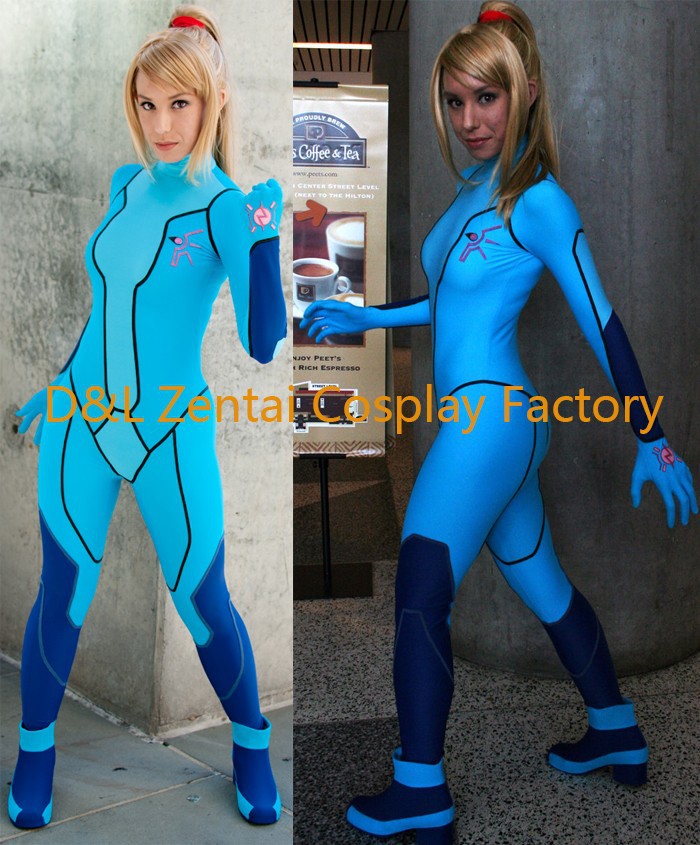 Blue Samus Zero Suit Spandex Superhero Costumes