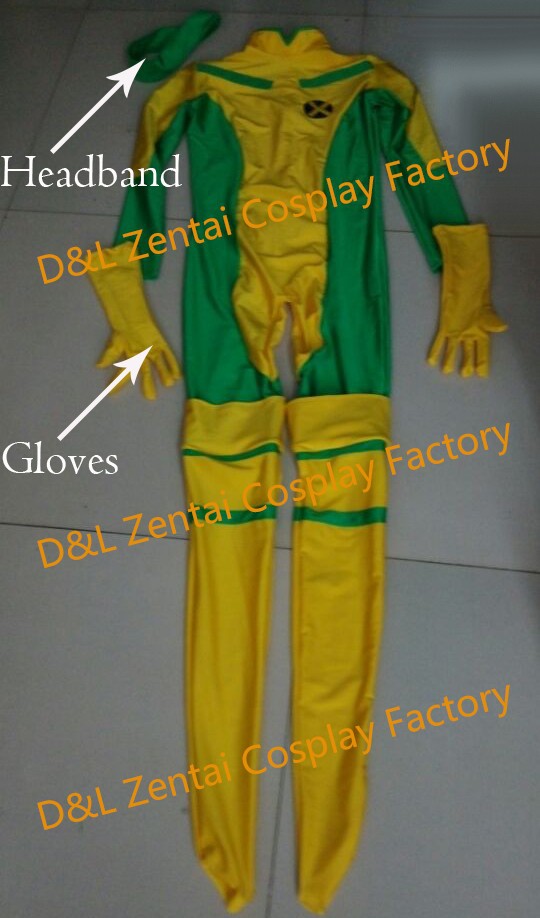 X-Men Rogue Yellow And Green Lycra Superhero Costume