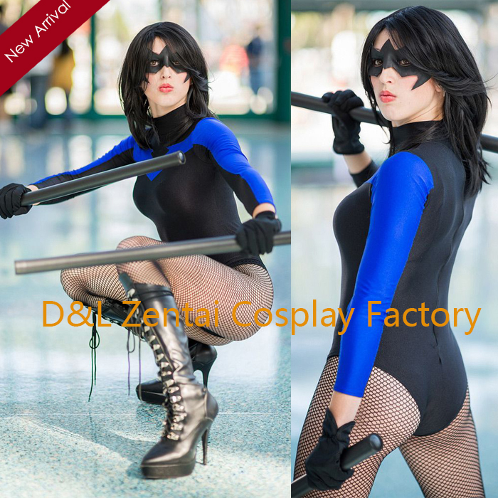 Sexy Blue & Black Female X-men Nightwing Zentai Suits