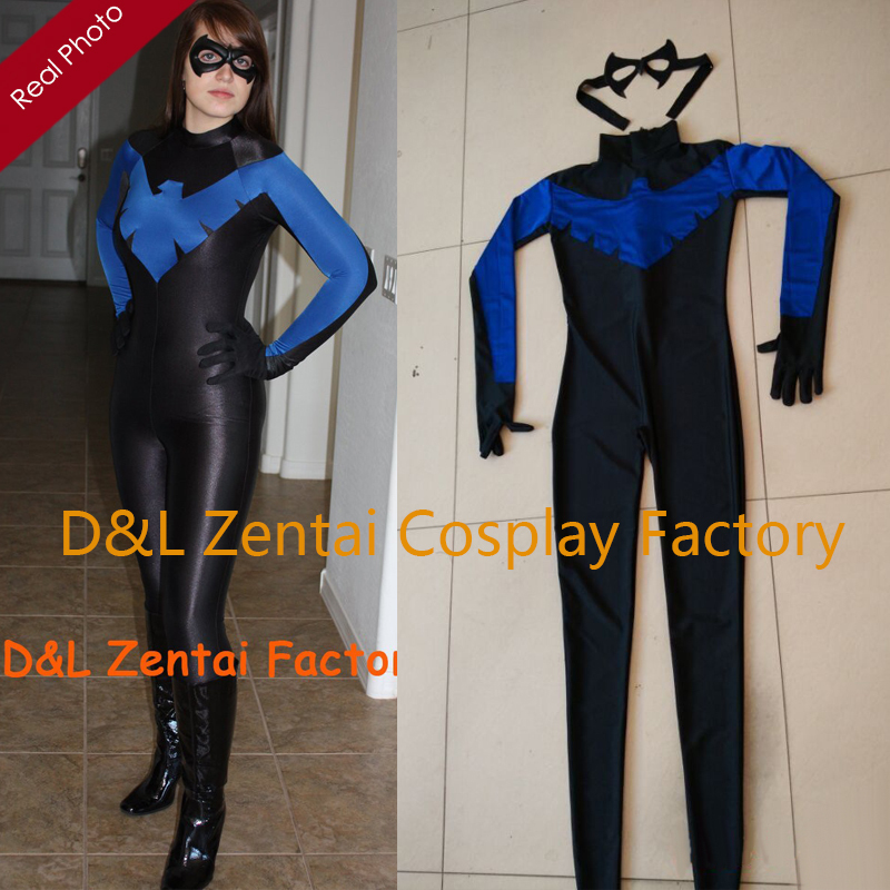 Sexy Lady Blue and Black Female Nightwing Zentai Costume