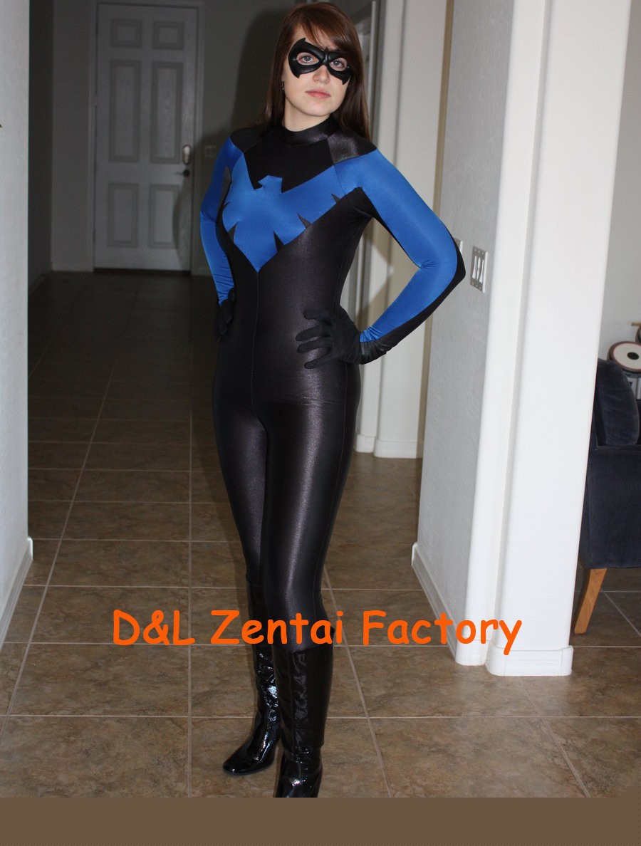 Sexy Lady Blue and Black Female Nightwing Zentai Costume