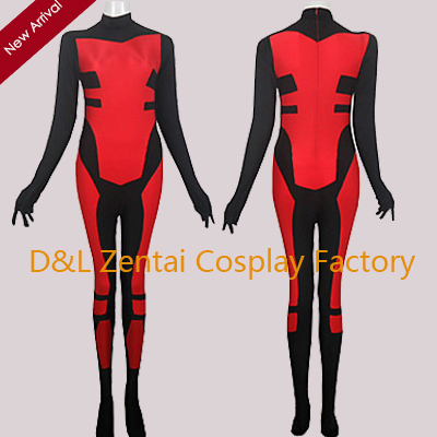 Black & Red Lycra Spandex Zentai Catsuit