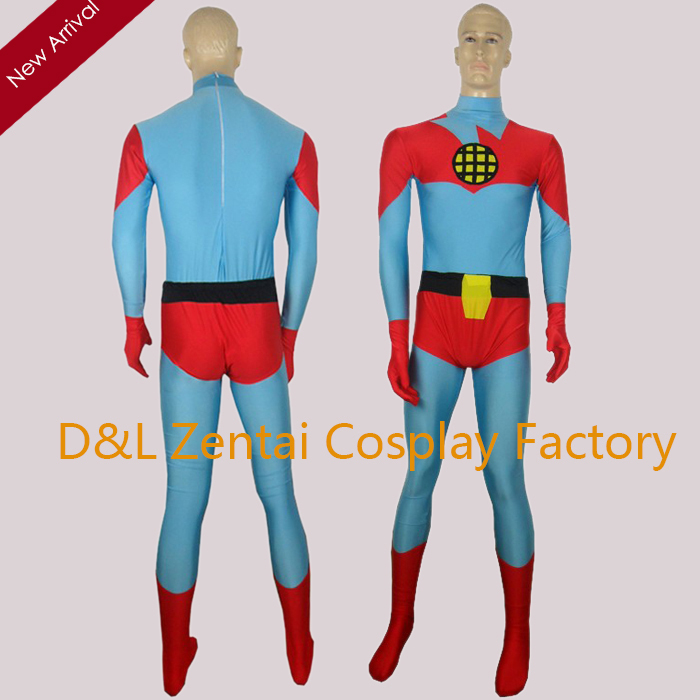 Blue and Red Captain Planet and the Planeteers Lycra Suit