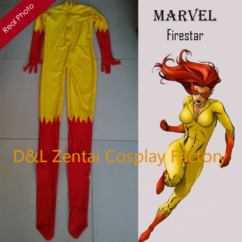Women Yellow& Red Firestar Marvel Comics Superhero Suit