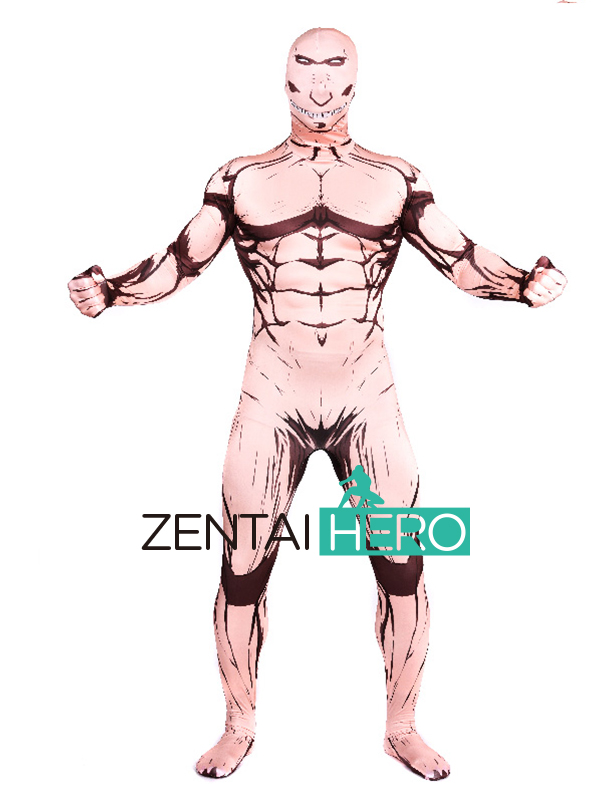 Printing Muscle Man Lycra Zentai Attack on Titan Alan Costume