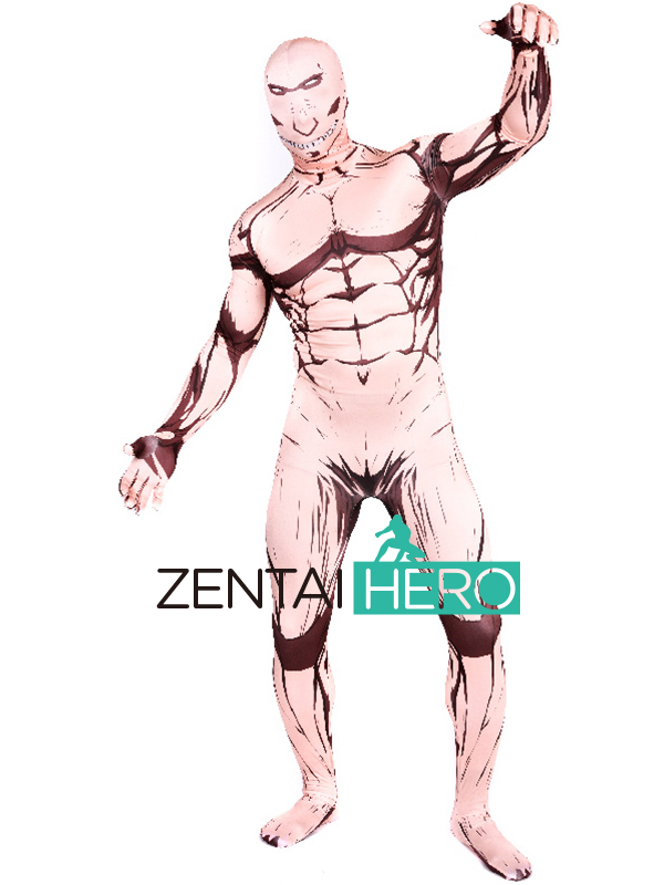 Printing Muscle Man Lycra Zentai Attack on Titan Alan Costume