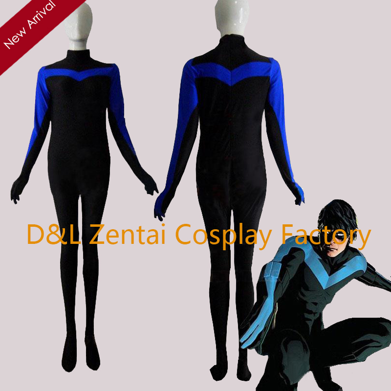 Black And Blue Nightwing Spandex Superhero Costumes