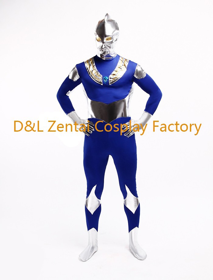 Blue And Silver Superhero Lycra Spandex Costumes