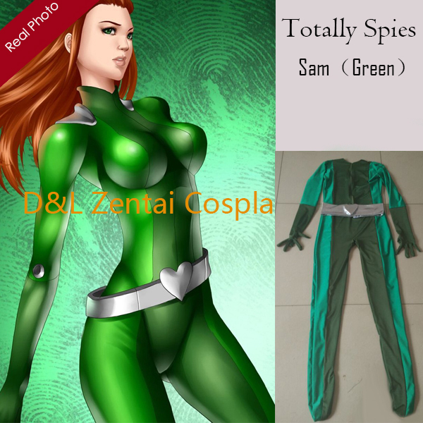 Totally Spies Sam Green&Army Green Lycra Superhero Costume [SHS412