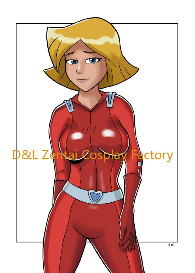 Sexy Women Totally Spies Costume Clover Red Lycra Catsuit