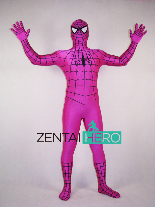 Fuchsia Spandex Spiderman Hero Zentai Suit