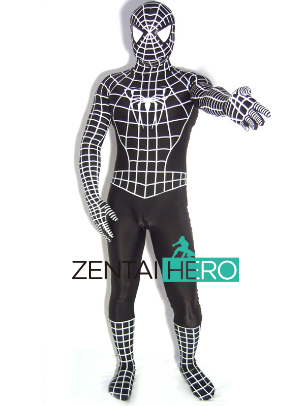 Black Spandex Lycra Spiderman Costume