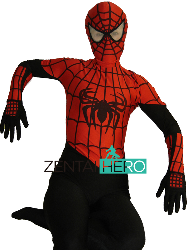 Female Red & Black Spandex Spiderman Costume