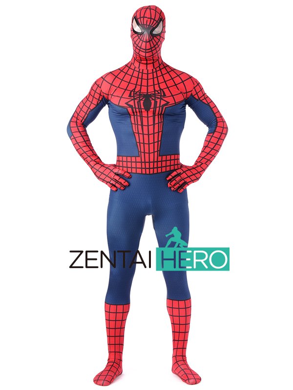 Printing Red And Navy Blue Spiderman Morph Suit