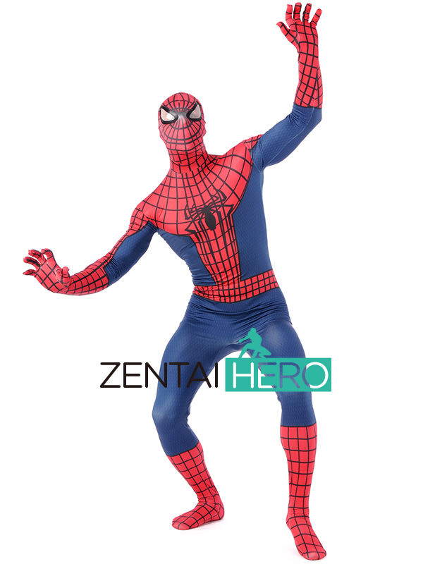 Printing Red And Navy Blue Spiderman Morph Suit