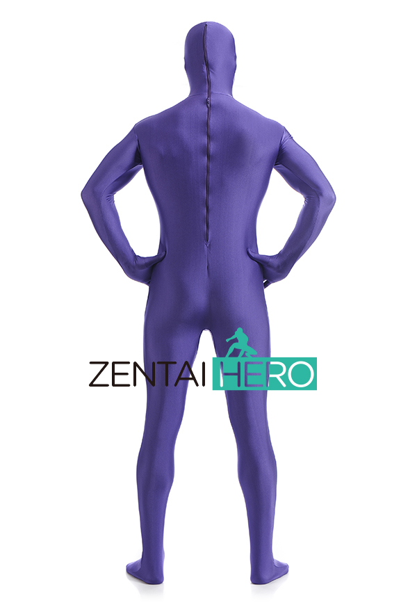 Purple Lycra Spandex Open Face Zentai Suit