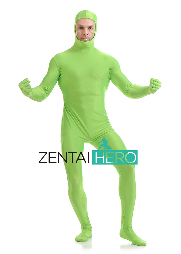 Green Color Open Face Lycra Spandex Zentai Suit