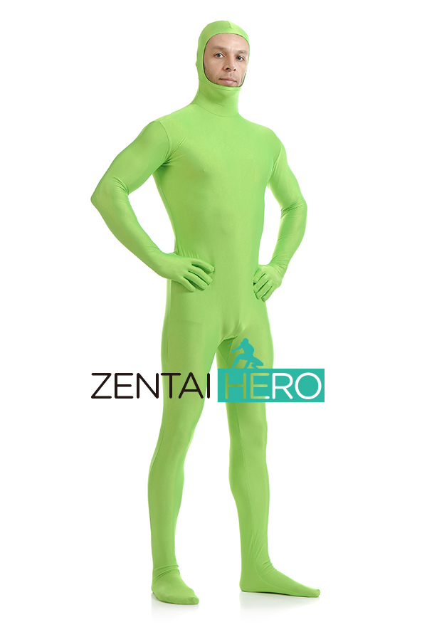 Green Color Open Face Lycra Spandex Zentai Suit